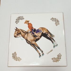 Vintage Canadian Mountie Ceramic 6 X 6 Tile